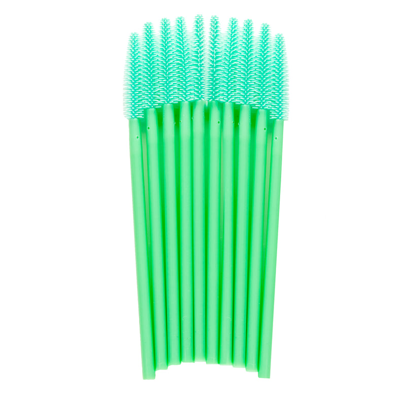Brosses à mascara Lash eXtend - pointe droite en silicones - menthe verte (10 pièces)