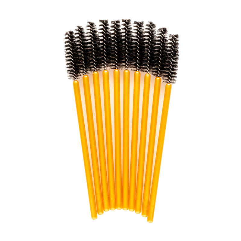 Lash eXtend cepillos de rímel - aplicador de silicona recta - negro / dorado (10 piezas)